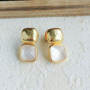 Julie Vos Catalina Clear Crystal Gold Earrings
